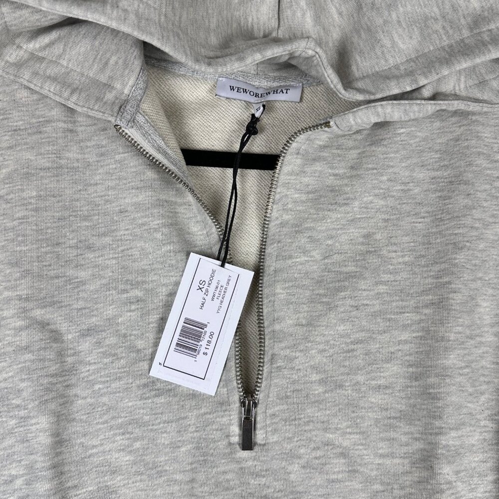 REVOLVE By. WeWoreWhat Half Zip Cropped Hoodie Women’s XS Gray Heather NWT $118 - Picture 4 of 7